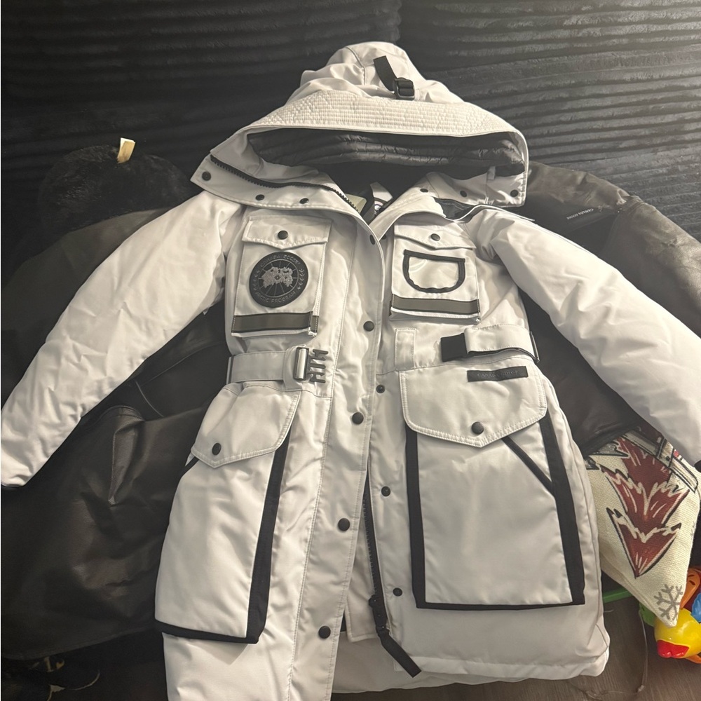 Canada Goose White and Black Parka